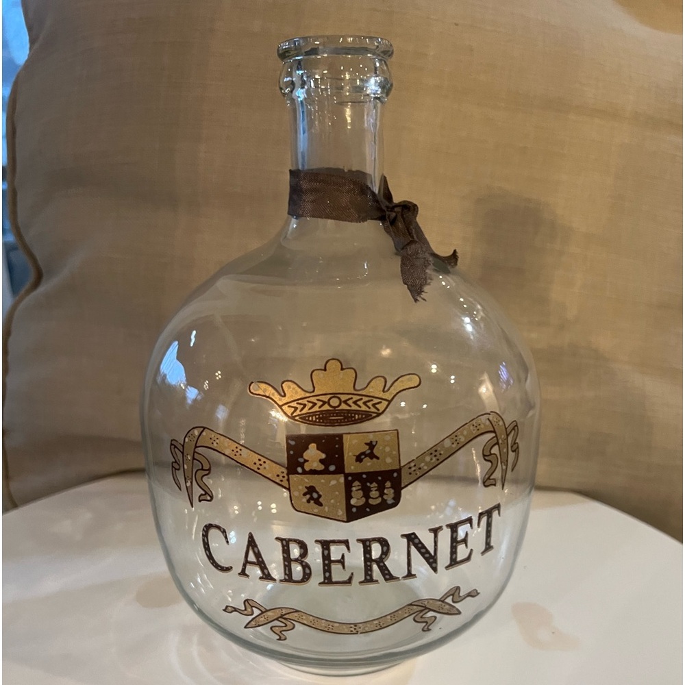 Vintage French Handblown Glass Cabernet' Wine Demijohn 1920s